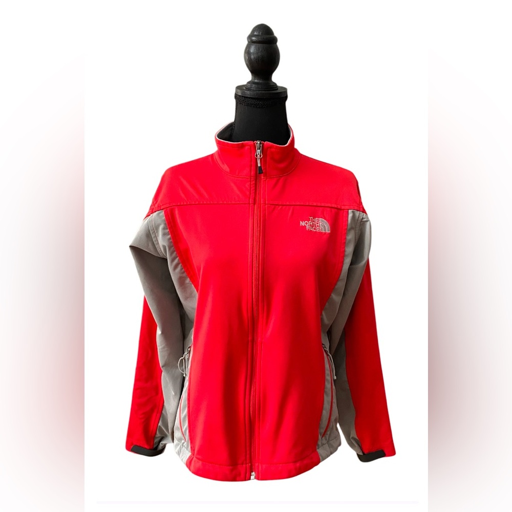 The North Face: Red and Gray Zip Up Jacket